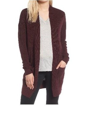 BP. Open-Front Burgundy Cardigan